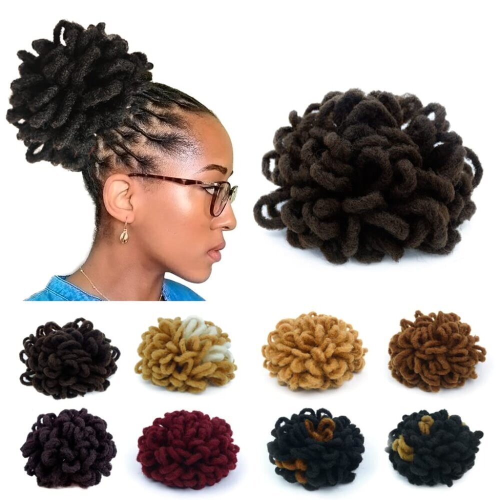 Loc Ponytail Dreadlock Bun Synthetic Fiber 8 Inch Afro Style Easy Wear